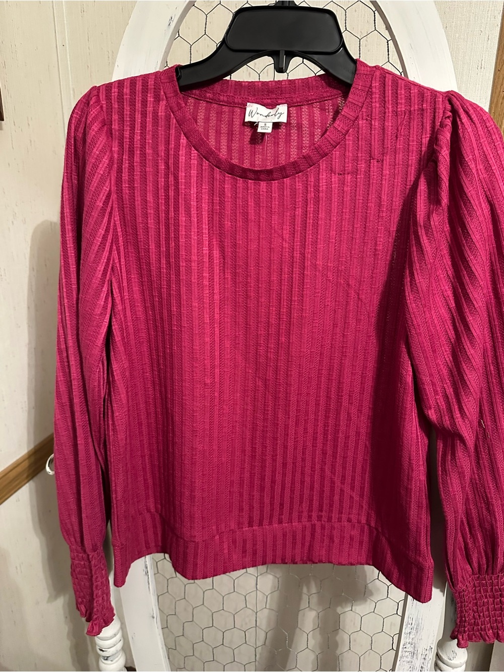 Wonderly Ribbed Long-Sleeve Top in Fuchsia Pink - Picture 2 of 5
